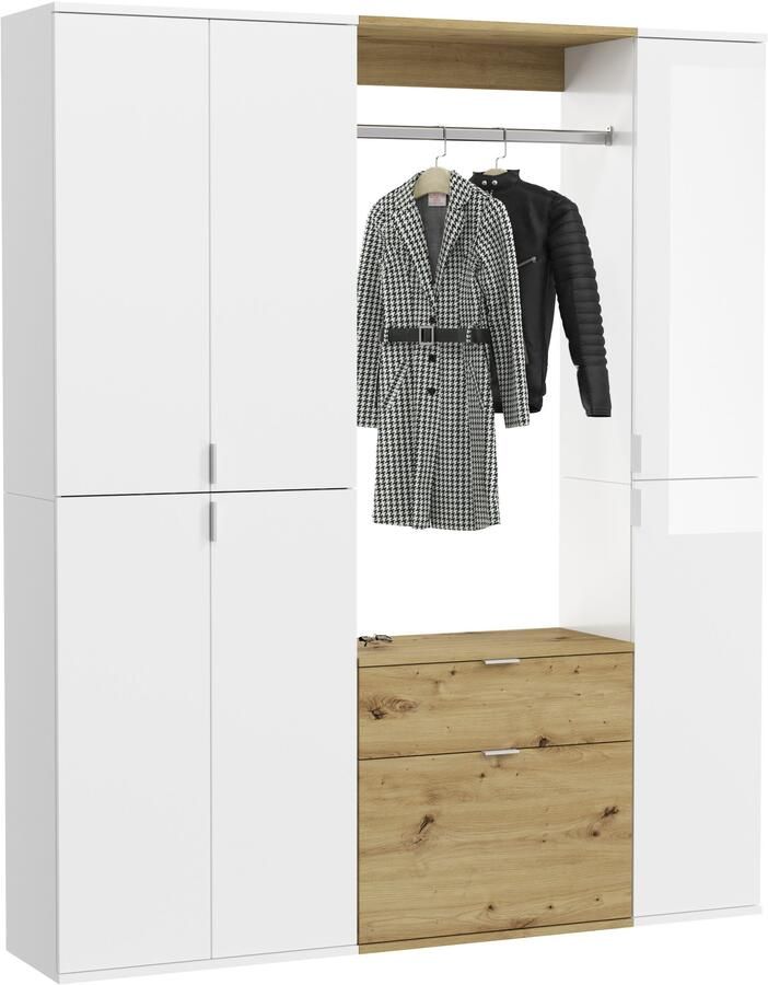 INOSIGN Halmeubelset Trondheim Breedte 152 cm 5-delig bestaande uit: 2x garderobekast 1 commode 1 kledingstang 1 legplank (set 4 stuks) - Foto 9