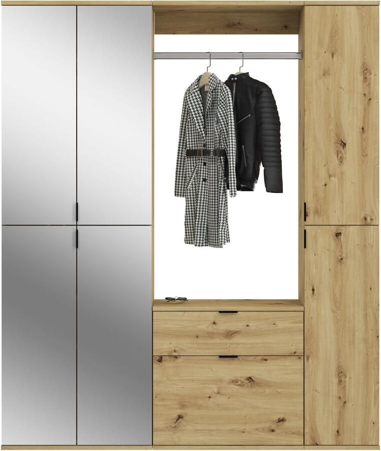 INOSIGN Halmeubelset Trondheim Breedte 152 cm 5-delig bestaande uit: 2x garderobekast 1 commode 1 kledingstang 1 legplank (set 4 stuks) - Foto 9