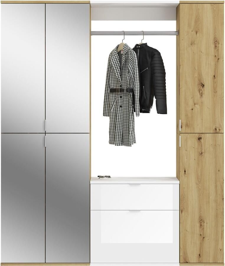 INOSIGN Halmeubelset Trondheim Breedte 152 cm 5-delig bestaande uit: 2x garderobekast 1 commode 1 kledingstang 1 legplank (set 4 stuks) - Foto 4