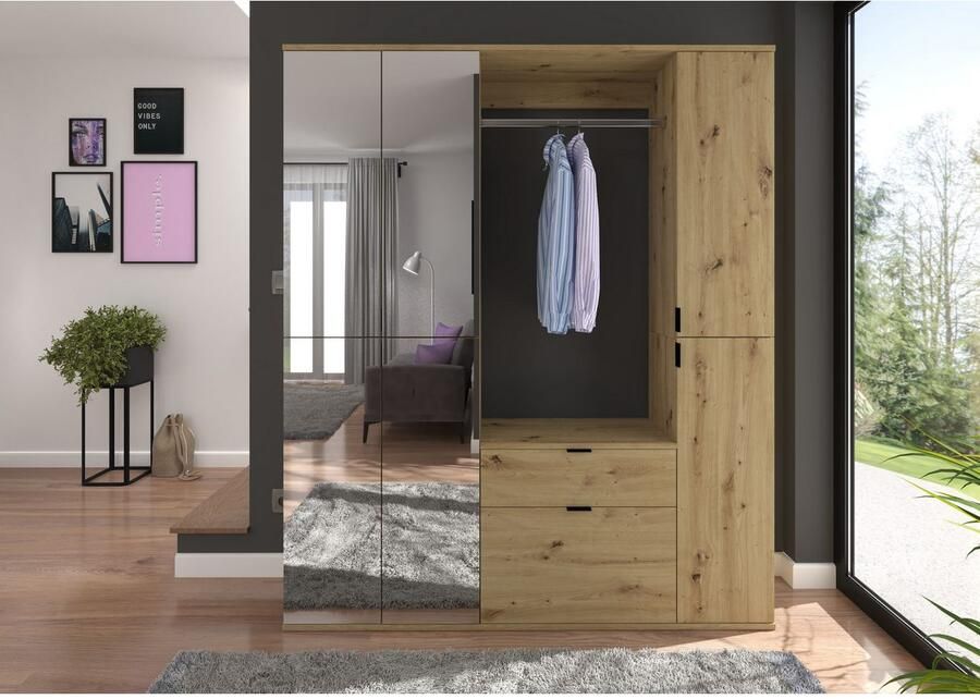 INOSIGN Halmeubelset Trondheim Breedte 152 cm 5-delig bestaande uit: 2x garderobekast 1 commode 1 kledingstang 1 legplank (set 4 stuks) - Foto 3