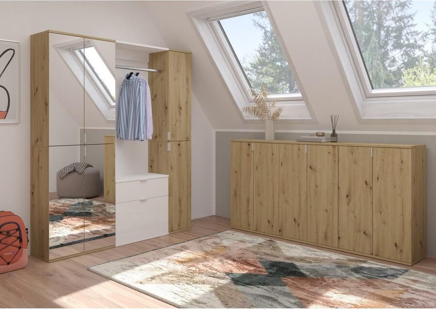 INOSIGN Halmeubelset Trondheim Breedte 152 cm 5-delig bestaande uit: 2x garderobekast 1 commode 1 kledingstang 1 legplank (set 4 stuks) - Foto 3