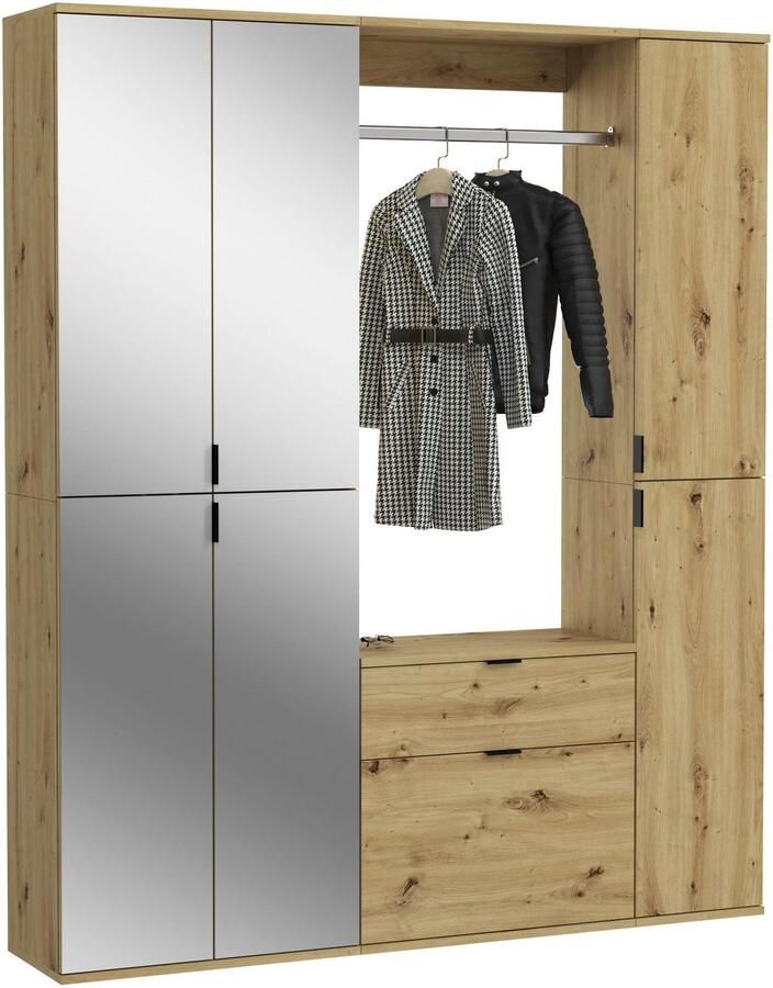 INOSIGN Halmeubelset Trondheim Breedte 152 cm 5-delig bestaande uit: 2x garderobekast 1 commode 1 kledingstang 1 legplank (set 4 stuks) - Foto 2