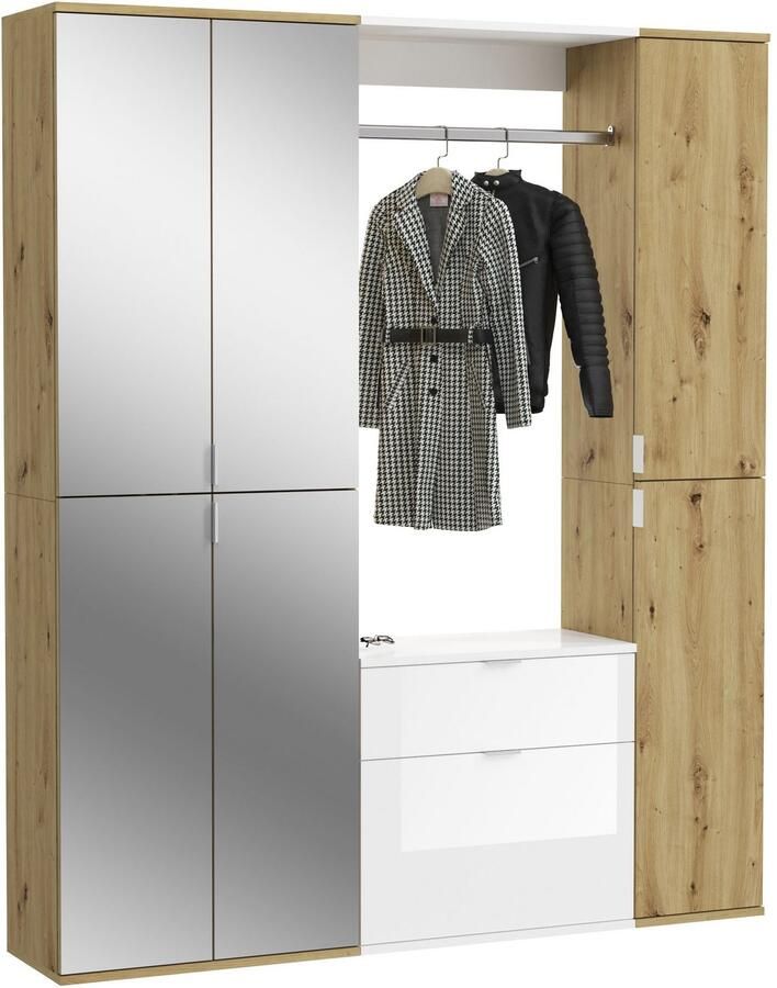 INOSIGN Halmeubelset Trondheim Breedte 152 cm 5-delig bestaande uit: 2x garderobekast 1 commode 1 kledingstang 1 legplank (set 4 stuks) - Foto 2