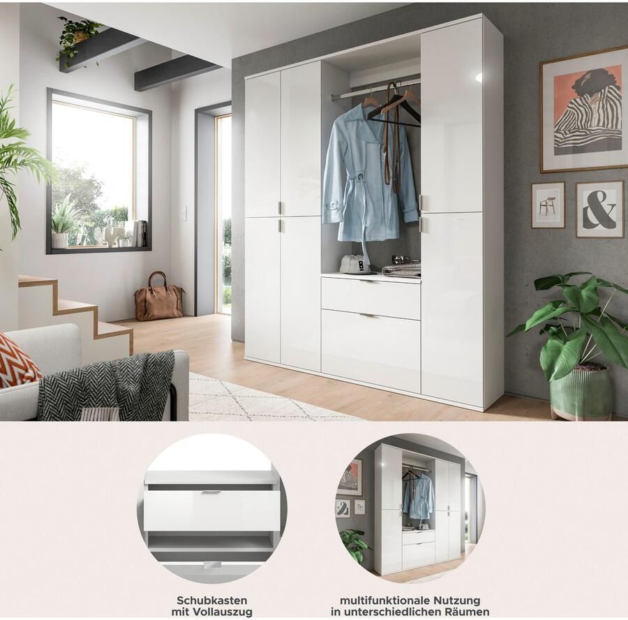 INOSIGN Halmeubelset Trondheim Breedte 152 cm 5-delig bestaande uit: 2x garderobekast 1 commode 1 kledingstang 1 legplank (set 4 stuks) - Foto 4