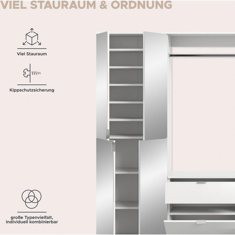 INOSIGN Halmeubelset Trondheim Breedte 152 cm 5-delig bestaande uit: 2x garderobekast 1 commode 1 kledingstang 1 legplank (set 4 stuks) - Foto 3