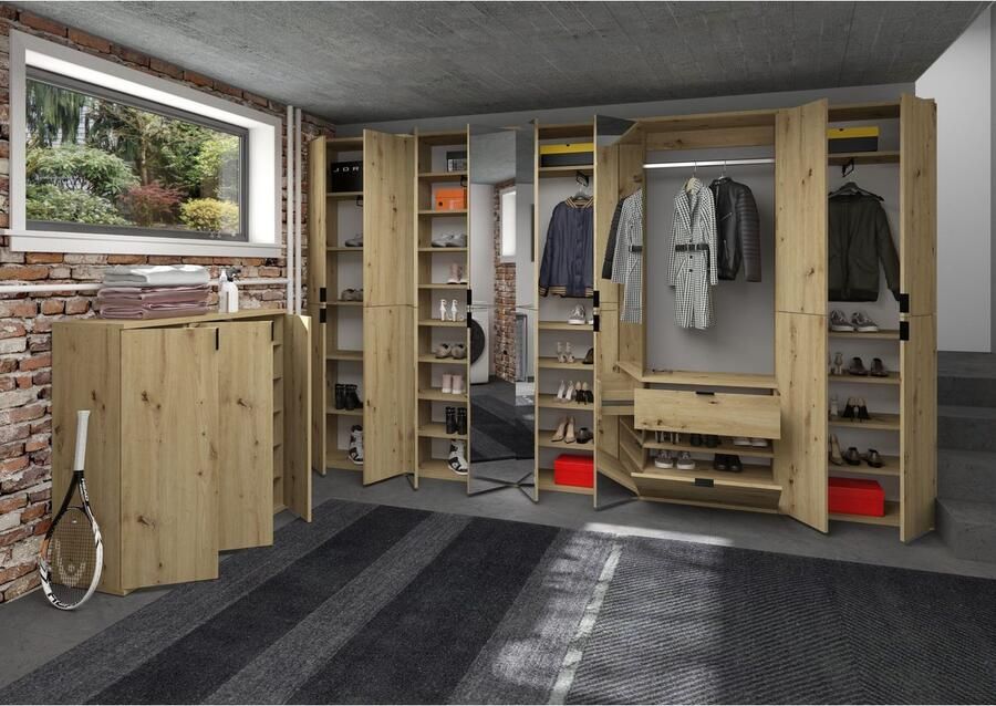 INOSIGN Halmeubelset Trondheim Breedte 183 cm 5-delig bestaande uit: 2x garderobekast 1 commode 1 kledingstang 1 legplank (set 4-delig)