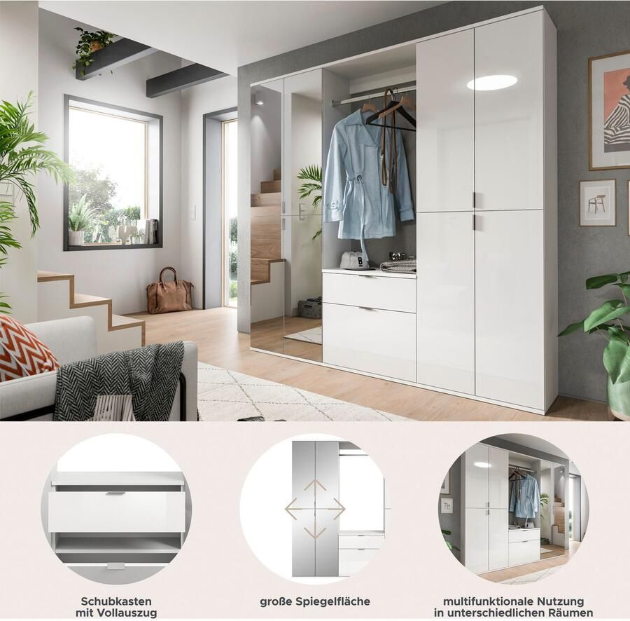 INOSIGN Halmeubelset Trondheim Breedte 183 cm 5-delig bestaande uit: 2x garderobekast 1 commode 1 kledingstang 1 legplank (set 4-delig) - Foto 5