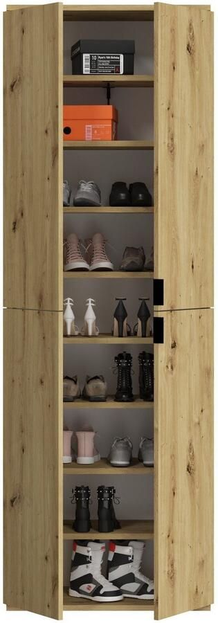 INOSIGN Multifunctionele kast Trondheim Hoogte 193 cm 4 Deuren 9 Vakken 7 Planken incl. uitschuifbare kledingstang garderobekast kledingkast - Foto 7