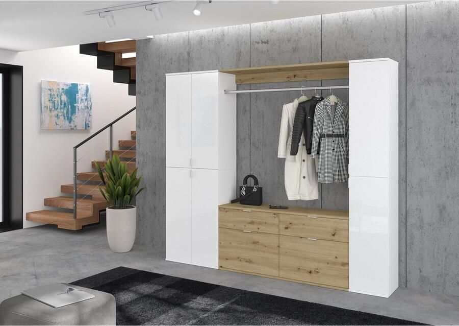 INOSIGN Halmeubelset Trondheim Breedte 212 cm 5-delig bestaande uit: 2x garderobekast 1 commode 1 kledingstang 1 legplank (set 4-delig) - Foto 8