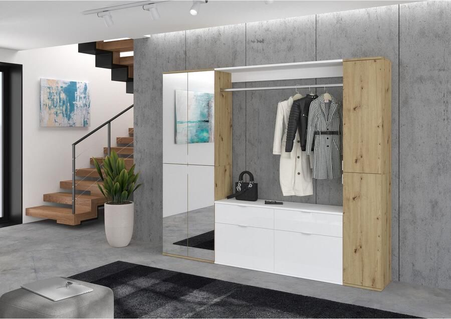 INOSIGN Halmeubelset Trondheim Breedte 212 cm 5-delig bestaande uit: 2x garderobekast 1 commode 1 kledingstang 1 legplank (set 4-delig) - Foto 7