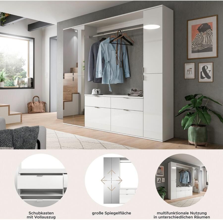 INOSIGN Halmeubelset Trondheim Breedte 212 cm 5-delig bestaande uit: 2x garderobekast 1 commode 1 kledingstang 1 legplank (set 4-delig) - Foto 5