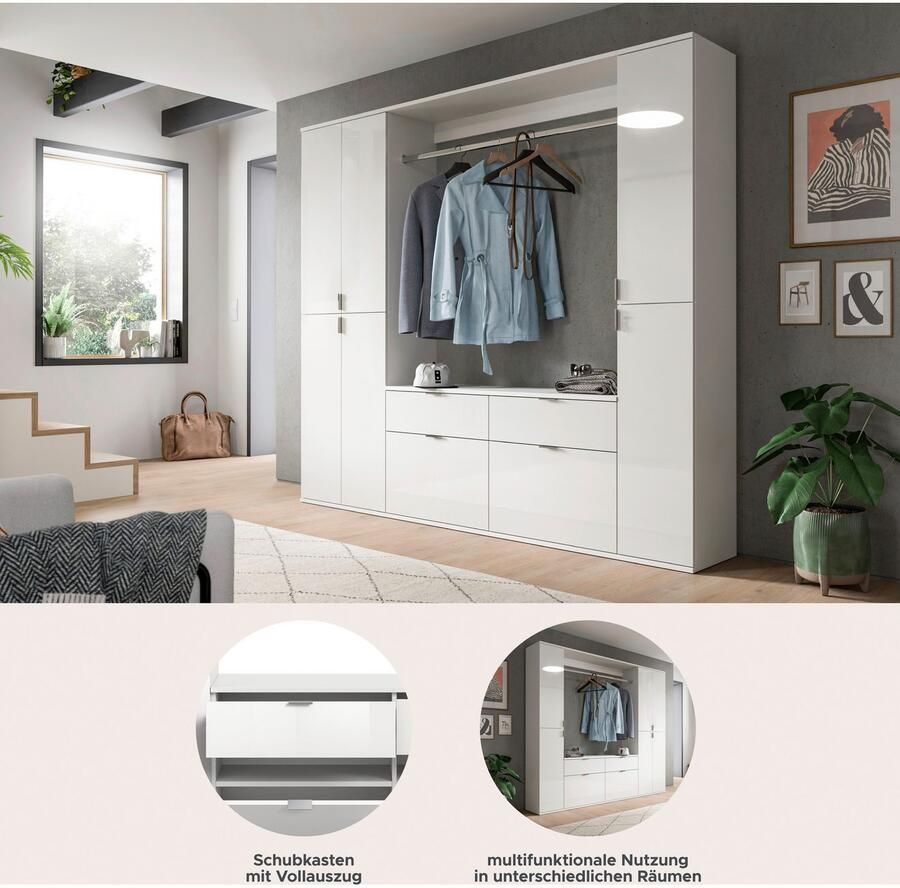 INOSIGN Halmeubelset Trondheim Breedte 212 cm 5-delig bestaande uit: 2x garderobekast 1 commode 1 kledingstang 1 legplank (set 4-delig) - Foto 4