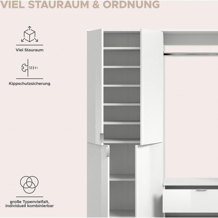 INOSIGN Halmeubelset Trondheim Breedte 212 cm 5-delig bestaande uit: 2x garderobekast 1 commode 1 kledingstang 1 legplank (set 4-delig) - Foto 3