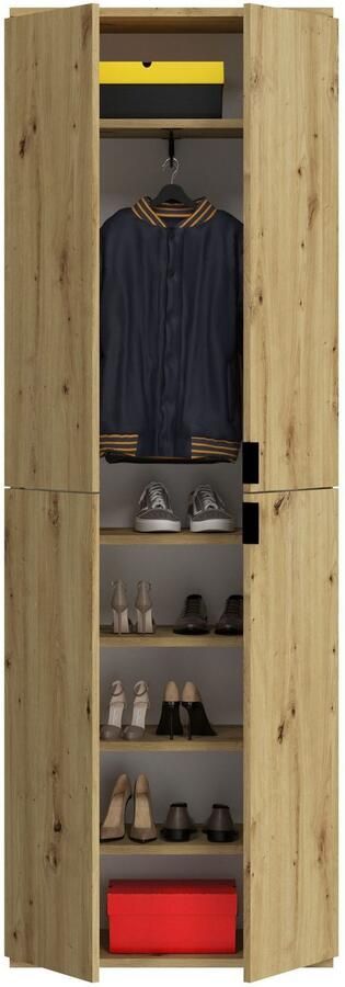 INOSIGN Multifunctionele kast Trondheim Hoogte 193 cm 4 Deuren 9 Vakken 7 Planken incl. uitschuifbare kledingstang garderobekast kledingkast - Foto 6