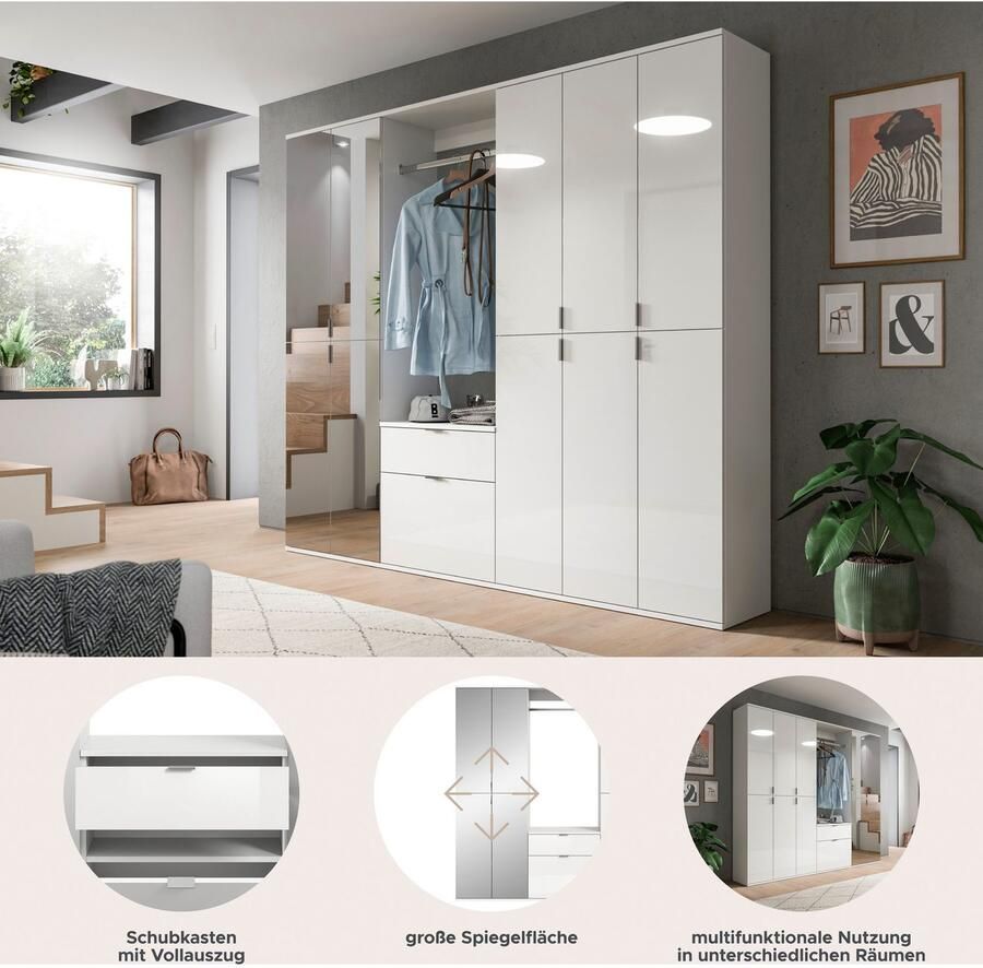 INOSIGN Halmeubelset Trondheim Breedte 213 cm 6-delig bestaande uit: 3x garderobekast 1 commode 1 kledingstang 1 legplank (set 5 stuks) - Foto 4