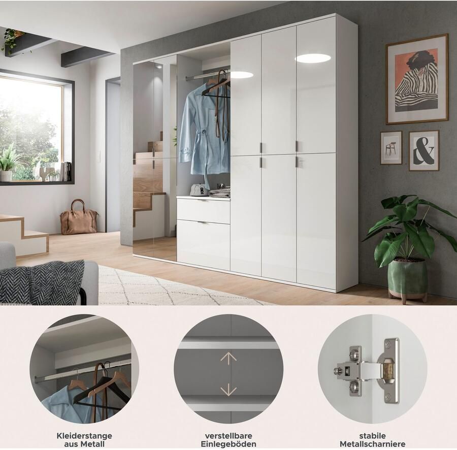 INOSIGN Halmeubelset Trondheim Breedte 213 cm 6-delig bestaande uit: 3x garderobekast 1 commode 1 kledingstang 1 legplank (set 5 stuks) - Foto 5