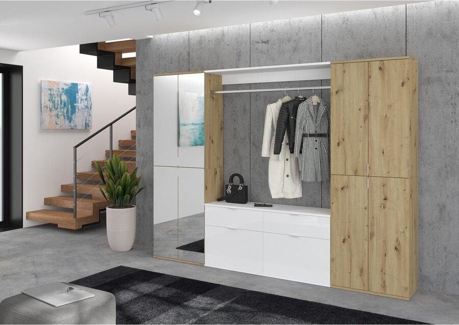 INOSIGN Halmeubelset Trondheim Breedte 243 cm 5-delig bestaande uit: 2x garderobekast 1 commode 1 kledingstang 1 legplank (set 4 stuks) - Foto 6