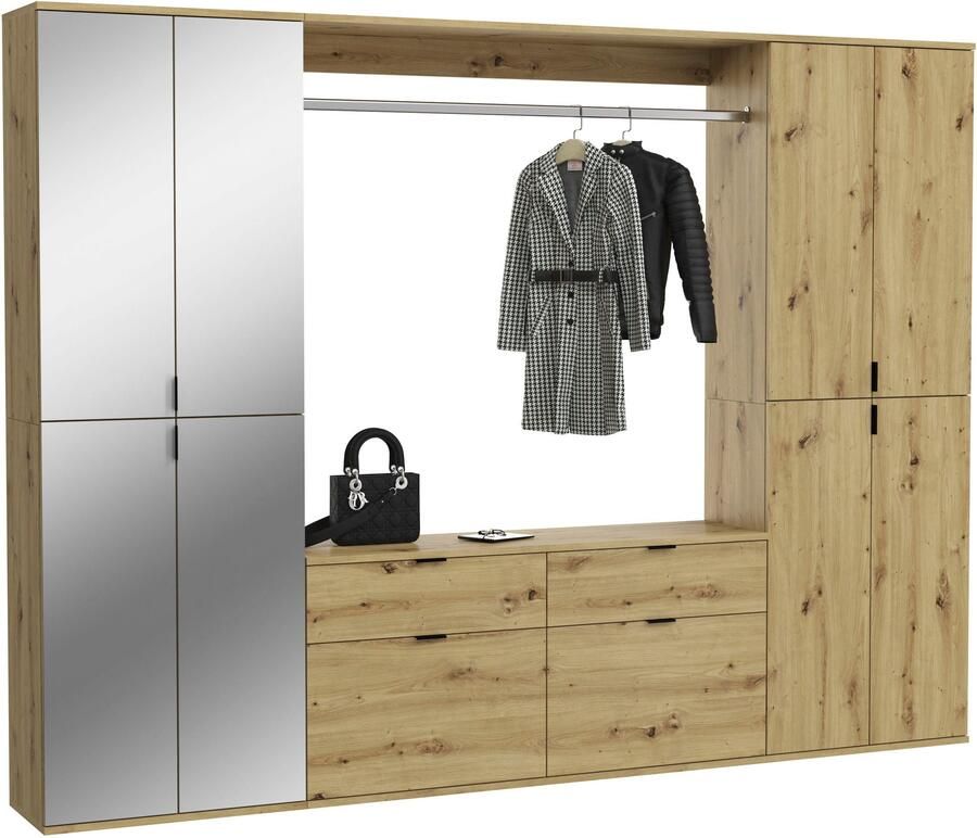 INOSIGN Halmeubelset Trondheim Breedte 243 cm 5-delig bestaande uit: 2x garderobekast 1 commode 1 kledingstang 1 legplank (set 4 stuks) - Foto 2