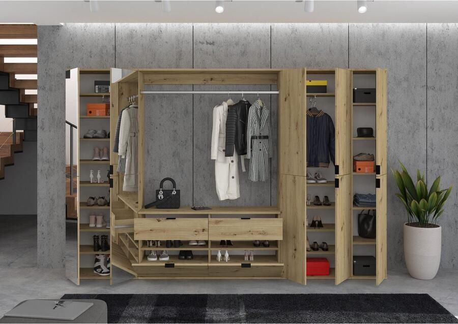 INOSIGN Halmeubelset Trondheim Breedte 273 cm 6-delig bestaande uit: 3x garderobekast 1 commode 1 kledingstang 1 legplank (set 5 stuks) - Foto 5