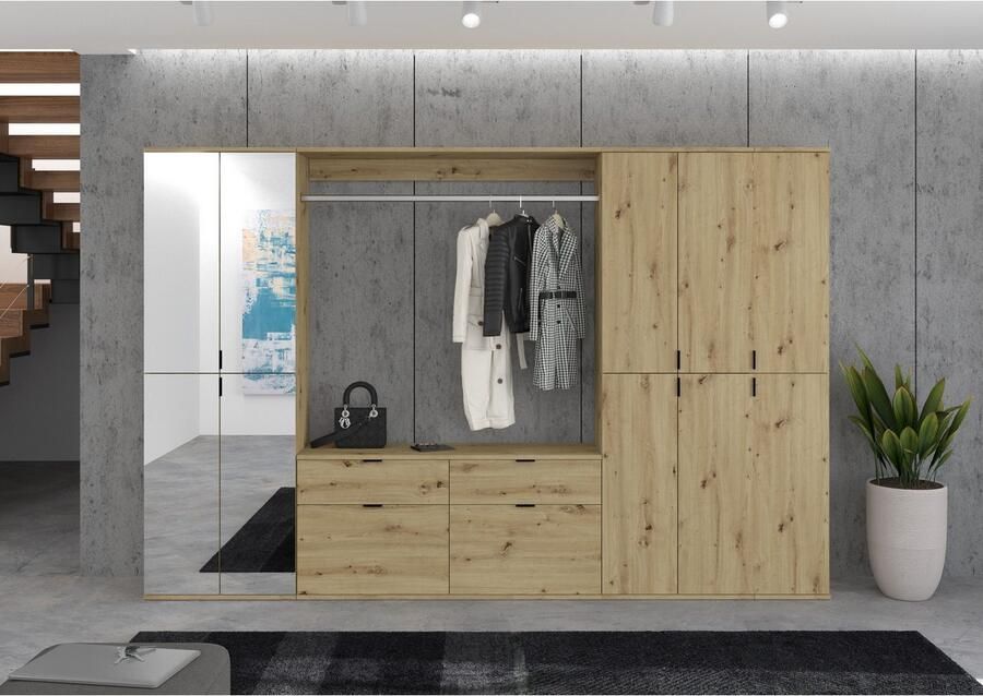 INOSIGN Halmeubelset Trondheim Breedte 273 cm 6-delig bestaande uit: 3x garderobekast 1 commode 1 kledingstang 1 legplank (set 5 stuks) - Foto 6