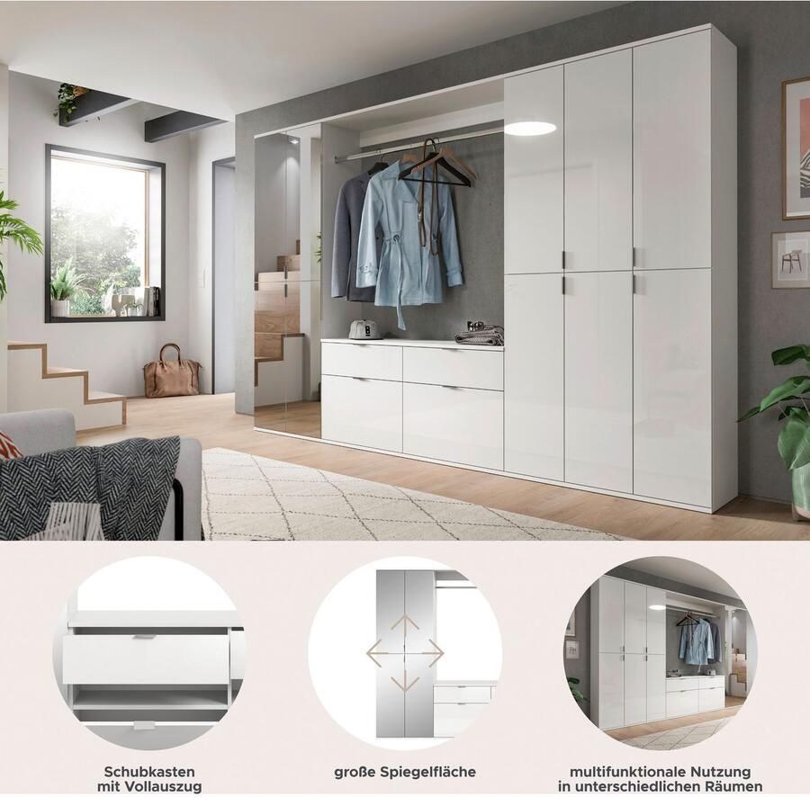 INOSIGN Halmeubelset Trondheim Breedte 273 cm 6-delig bestaande uit: 3x garderobekast 1 commode 1 kledingstang 1 legplank (set 5 stuks) - Foto 4