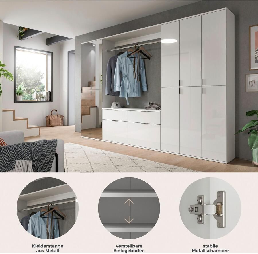 INOSIGN Halmeubelset Trondheim Breedte 273 cm 6-delig bestaande uit: 3x garderobekast 1 commode 1 kledingstang 1 legplank (set 5 stuks) - Foto 5