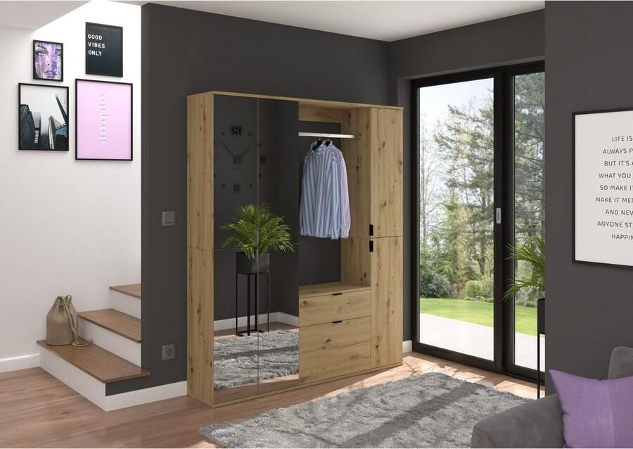 INOSIGN Halmeubelset Trondheim Breedte 61 cm bestaande uit Commode Kledingstang & Plank (3-delig) - Foto 3