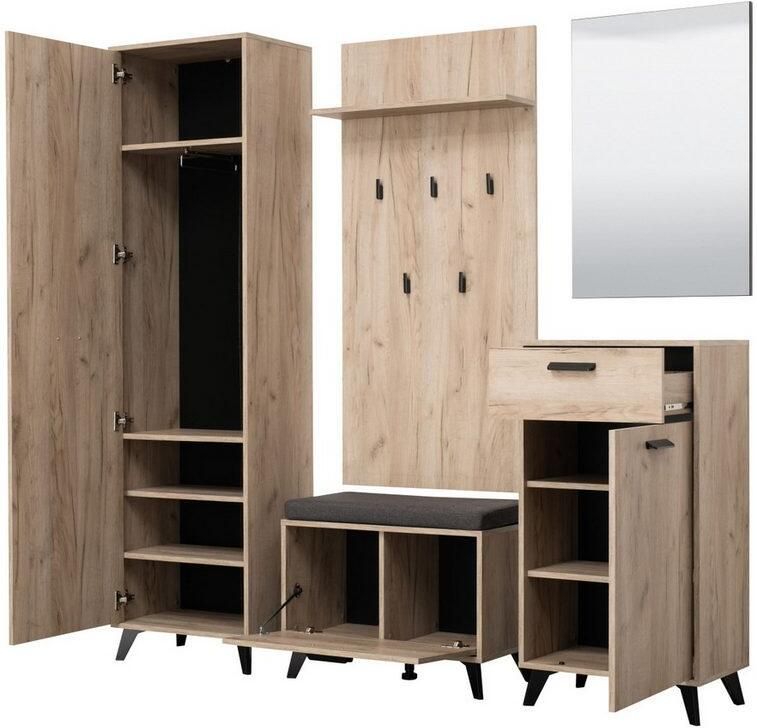 INOSIGN Halmeubelset Umbria halmeubelen dielenmeubelen breedte 175 cm in grijs eik (complete set 5-delig) - Foto 2