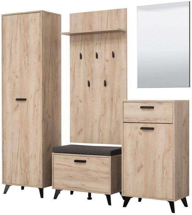 INOSIGN Halmeubelset Umbria halmeubelen dielenmeubelen breedte 175 cm in grijs eik (complete set 5-delig) - Foto 5