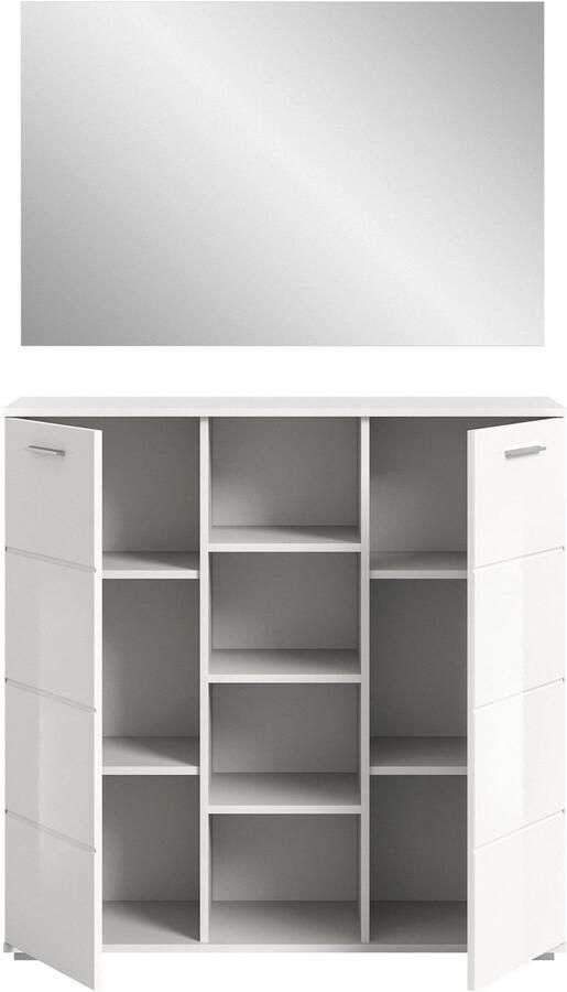INOSIGN Halmeubelset Valge Breedte 110 cm 2-delig Set bestaande uit: Highboard en Spiegel (2 stuks) - Foto 7