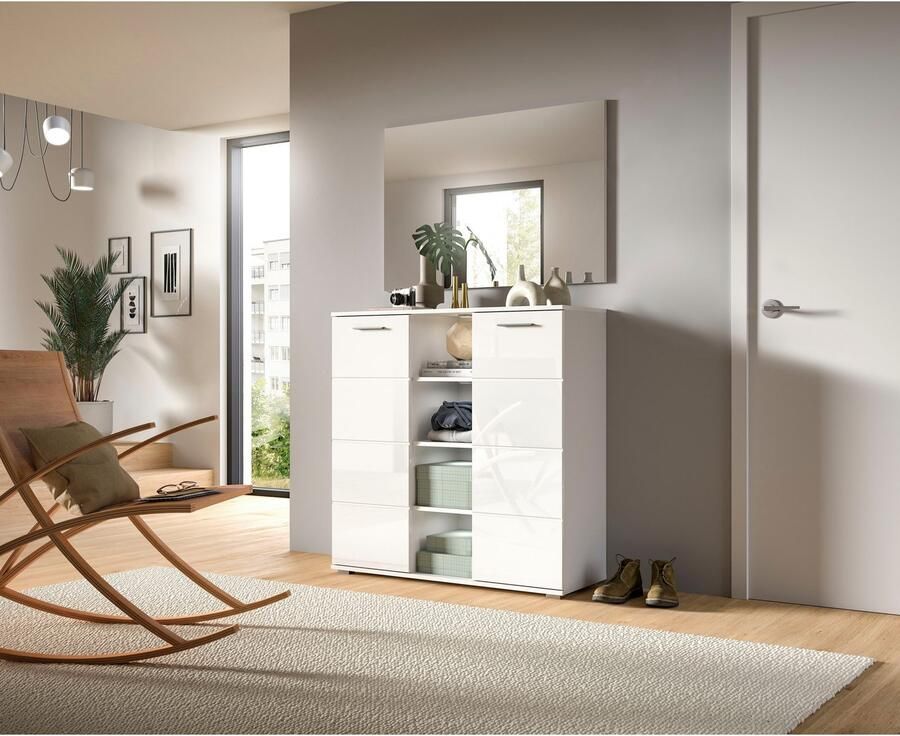 INOSIGN Halmeubelset Valge Breedte 110 cm 2-delig Set bestaande uit: Highboard en Spiegel (2 stuks) - Foto 2