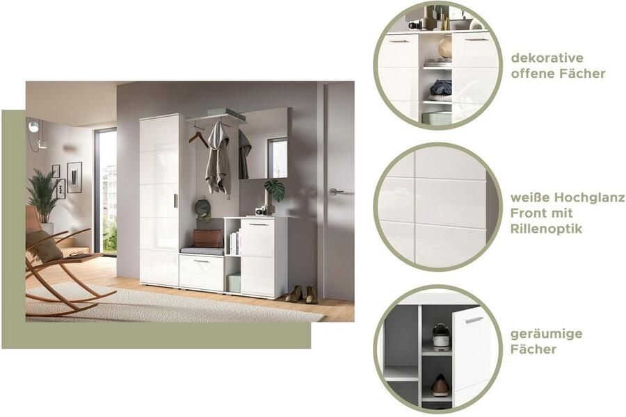 INOSIGN Halmeubelset Valge Breedte 180 cm inclusief 15 cm typeafstand 3-delig Set bestaande uit: (3 stuks) - Foto 6