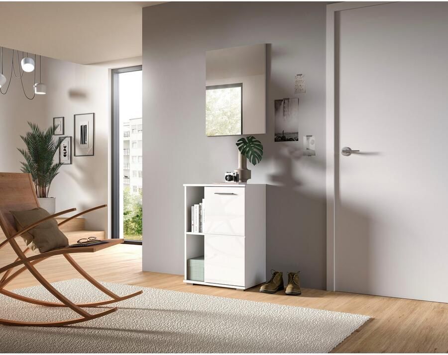 INOSIGN Halmeubelset Valge Breedte 55 cm 2-delig Set bestaande uit: Schoenenkast en Spiegel (2 stuks) - Foto 3