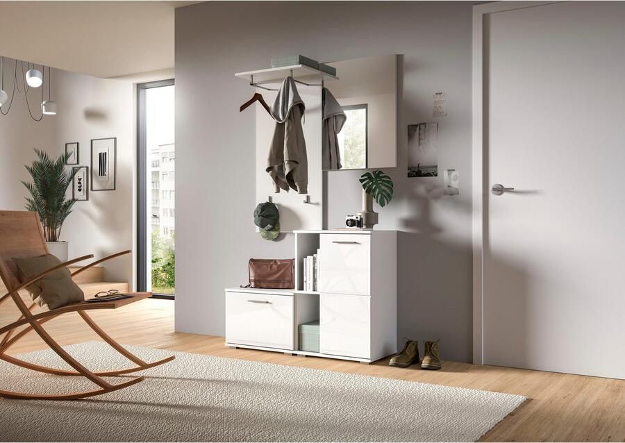 INOSIGN Halmeubelset Valge Breedte 55 cm 2-delig Set bestaande uit: Zitbank & Garderobe paneel (2 stuks) - Foto 4