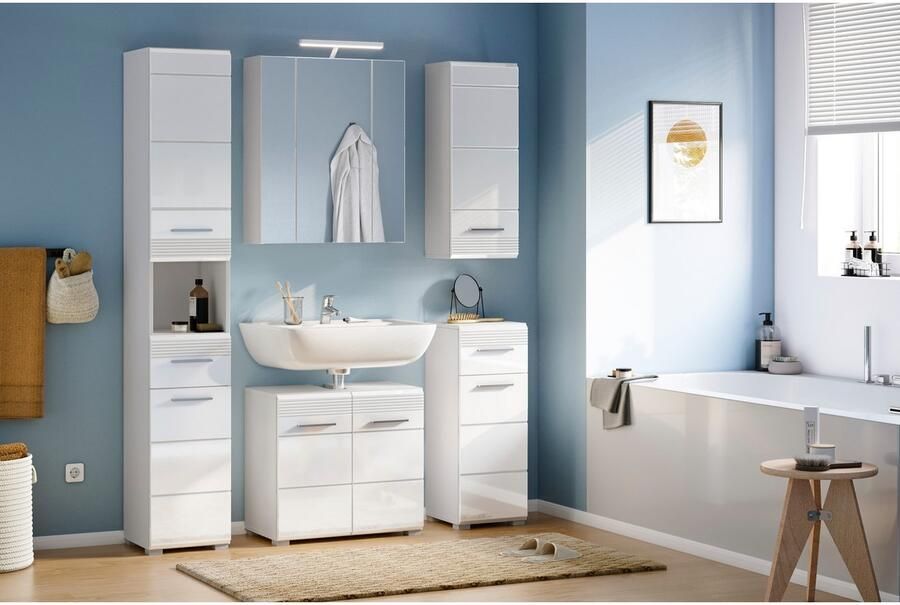 INOSIGN Badkamerspiegelkast Malmö breedte 60 cm incl. LED verlichting 3 spiegeldeuren 9 vakken in verschillende kleuren verkrijgbaar badkamermeubels spiegel badkamerkast badkamer (set) - Foto 6