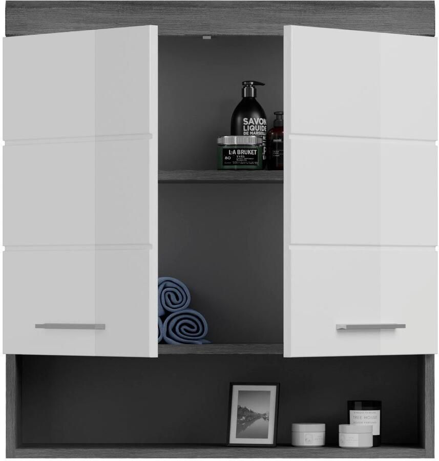 INOSIGN Hangend kastje Siena breedte 74 cm 2 deuren 1 open vak MDF-front in verschillende kleuren verkrijgbaar badkamermeubels badkamerkast kast badkamer