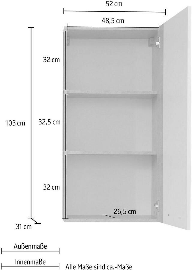 INOSIGN Hangende vitrinekast GWENDOLYN Hangkast voor de woonkamer met 3 vakken (B D H) 52 31 103 cm - Foto 11