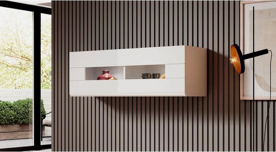 INOSIGN Hangende vitrinekast Toledo breedte 131 cm trendy glazen vitrine met decoratieve MDF-front - Foto 3