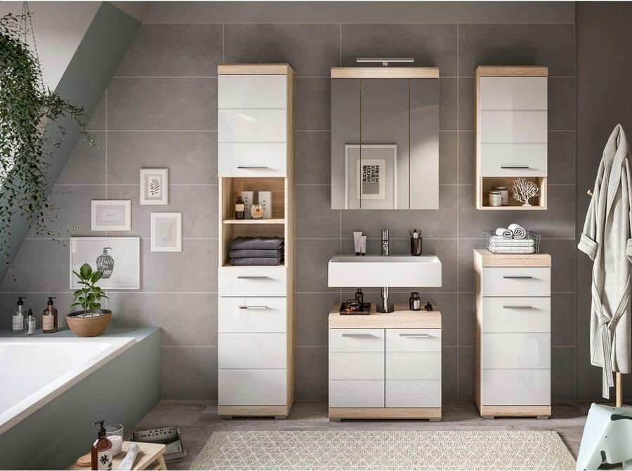 INOSIGN Hangkast Siena breedte 37 cm 1 deur 1 open vak 1 legplank MDF-front in verschillende kleuren verkrijgbaar badkamermeubels badkamerkast kast badkamer (1 stuk)