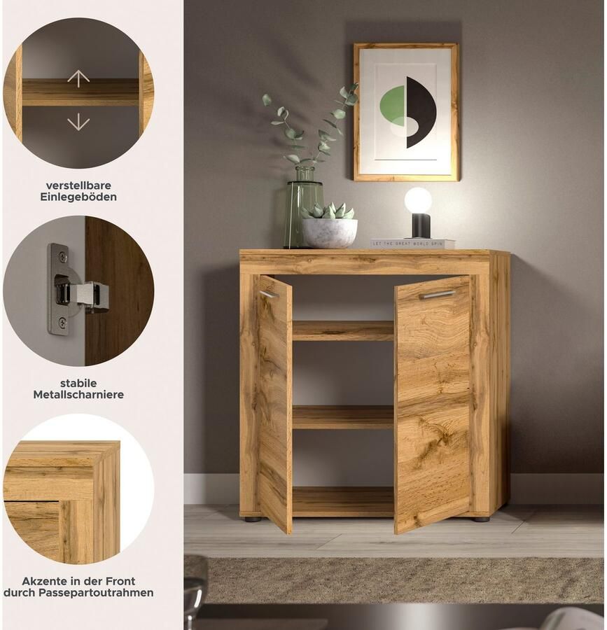 INOSIGN Highboard Aosta Hoogte 88 cm in verschillende kleuren met 2 deuren en 3 vakken woonkamer commode kast - Foto 3