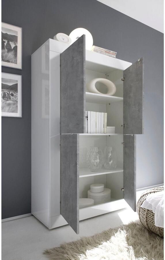 INOSIGN Highboard Basis hoogte 162 cm breedte 102 cm commode 4 deuren hoge commode Metalen handgreep moderne frame-uitstraling veel opbergruimte kleurkeuze - Foto 2