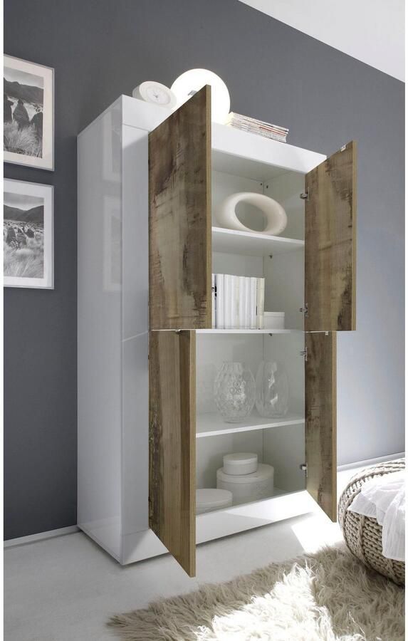 INOSIGN Highboard Basis hoogte 162 cm breedte 102 cm commode 4 deuren hoge commode Metalen handgreep moderne frame-uitstraling veel opbergruimte kleurkeuze - Foto 2