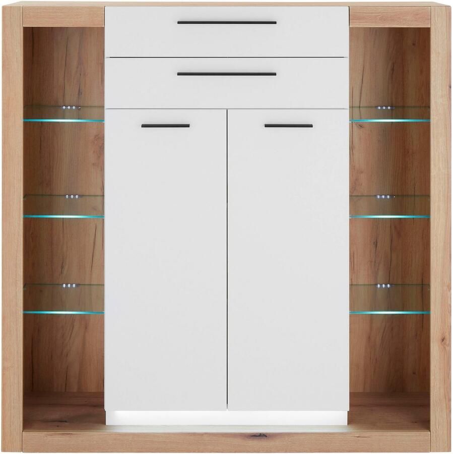 INOSIGN Highboard Brixen moderne commode opberg element in eik Evoke decor Metalen grepen voldoende opbergruimte veelzijdig toepasbaar