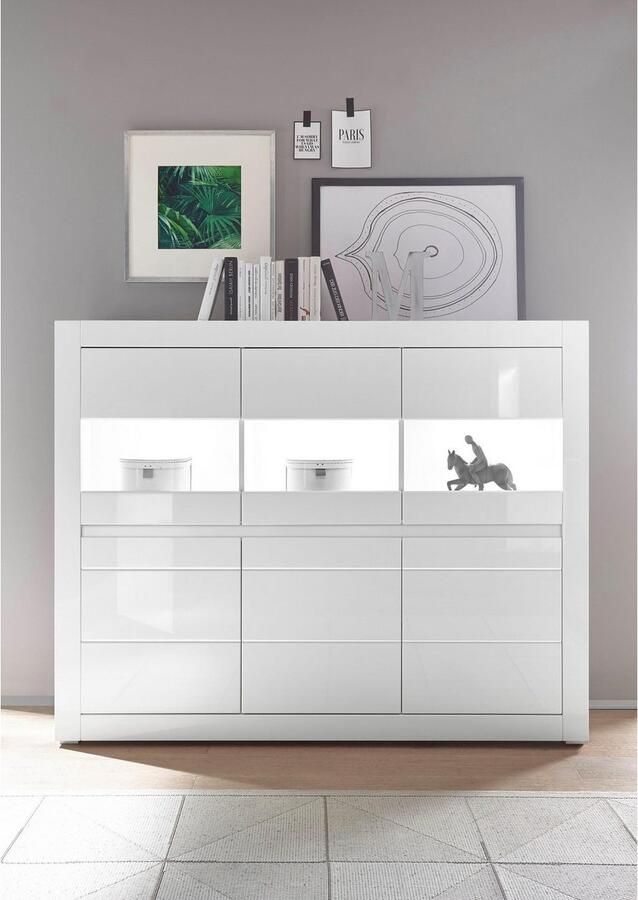 INOSIGN Highboard Carat Breedte 164 cm front in wit en betonlook inbegrepen - Foto 5