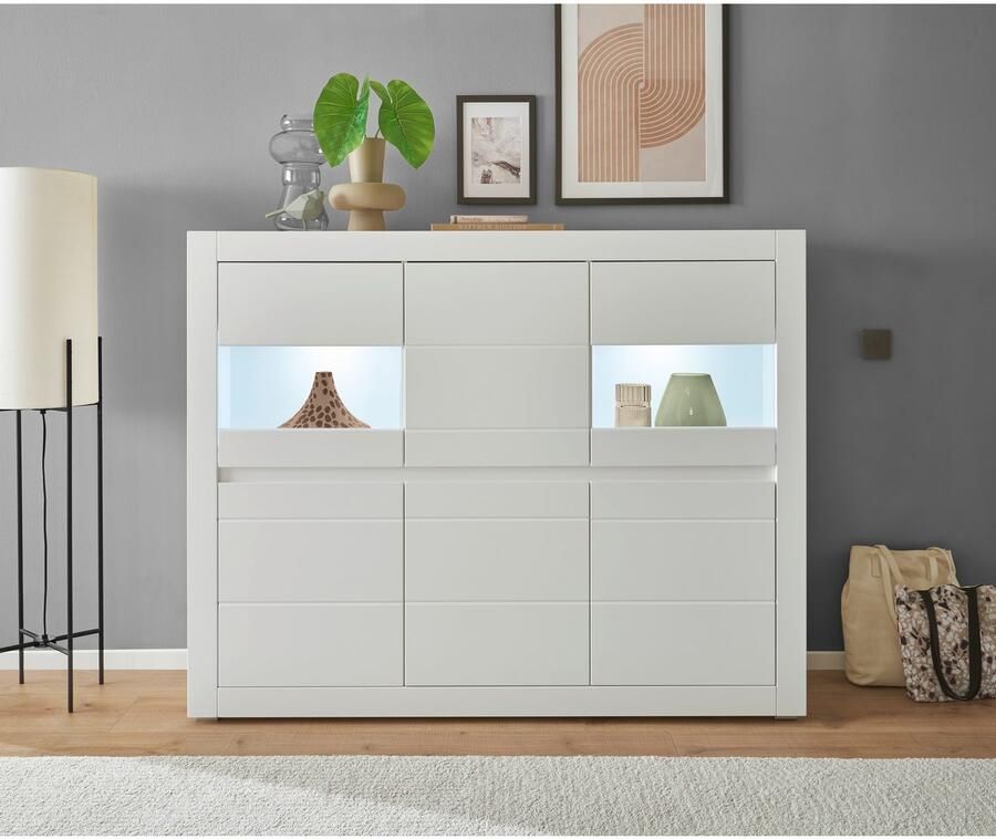 INOSIGN Highboard Chester moderne ladekast Kast met opbergruimte Sideboard in Mat Wit (1 stuk) - Foto 5