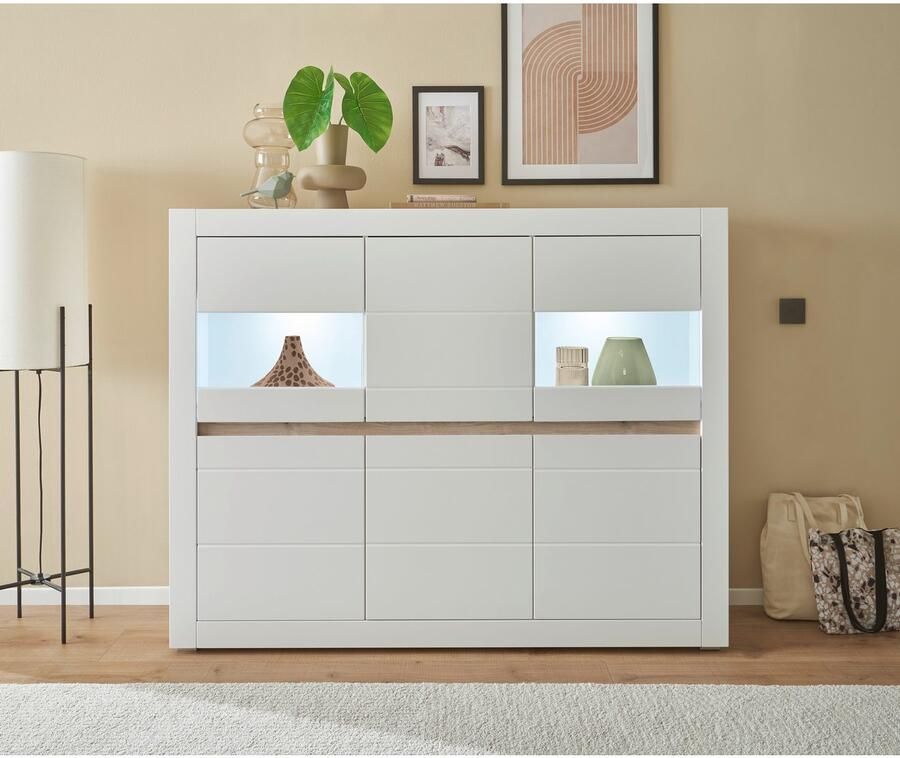 INOSIGN Highboard Chester moderne ladekast Kast met opbergruimte Sideboard in Mat Wit (1 stuk) - Foto 6