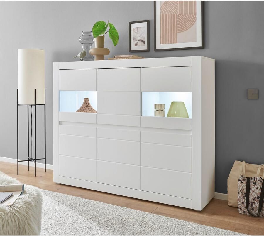 INOSIGN Highboard Chester moderne ladekast Kast met opbergruimte Sideboard in Mat Wit (1 stuk) - Foto 4