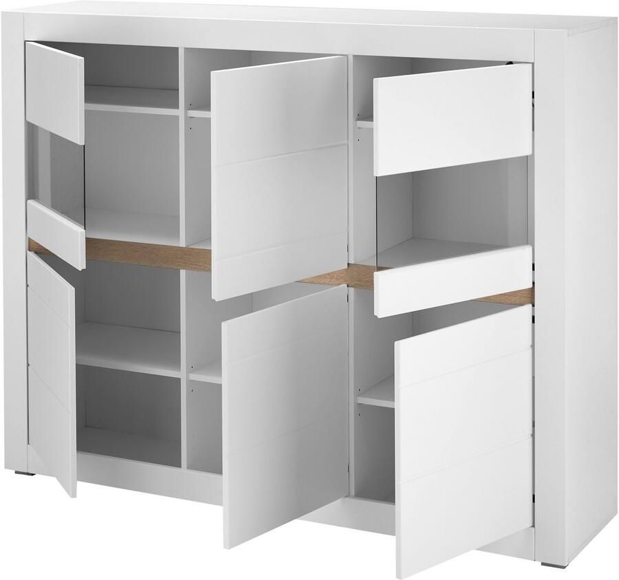 INOSIGN Highboard Chester moderne ladekast Kast met opbergruimte Sideboard in Mat Wit (1 stuk)