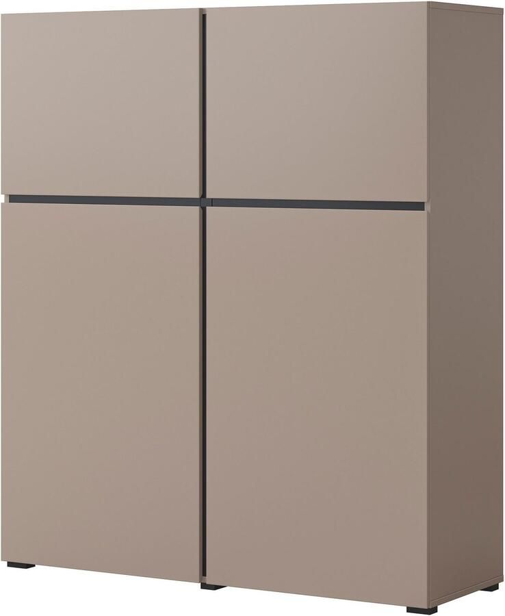 INOSIGN Highboard Cross moderne greeploze hoge kast met 4 deuren kast met deur Hoge kast hoogte 139 cm met veel bergruimte planken verstelbaar - Foto 3