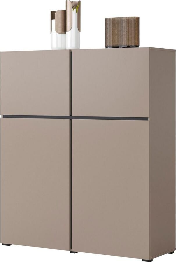 INOSIGN Highboard Cross moderne greeploze hoge kast met 4 deuren kast met deur Hoge kast hoogte 139 cm met veel bergruimte planken verstelbaar - Foto 6